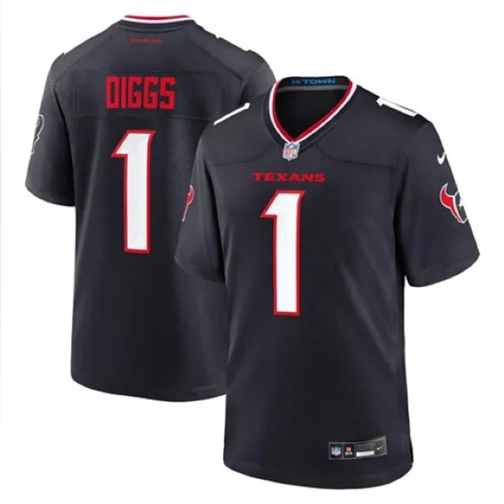 Nike Stefon Diggs Navy Houston Texans Game Jersey Youth Small 8 Years NFL New